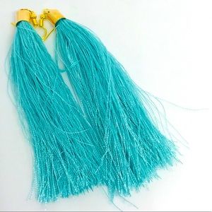 NEW Elegant Turquoise Tassel Earrings Handmade Handcrafted Boho Western Cowgirl